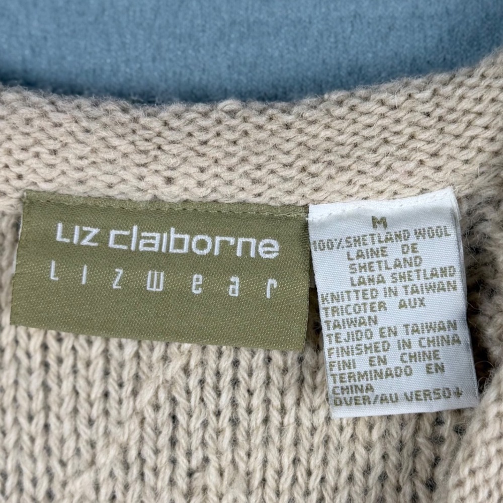 Vintage Liz Claiborne Lizwear Shetland Wool Sweater Vest M Floral Embroidered - Picture 2 of 9